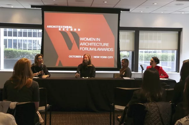 A morning symposium, titled Designing Women: Getting Ahead in Large firms, was moderated by RECORD editor-in-chief Cathleen McGuigan.<div id='_mcePaste'>﻿﻿