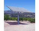 The Concentrix solar panel, being distributed in the States through Johnson Controls, mounts on a pole that tracks the sun.