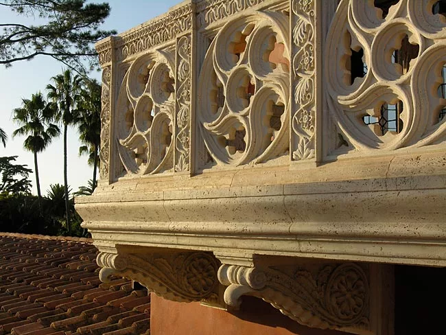 The detail of a balcony of a home in Montecito, Calif. designed by Thomas Bollay.