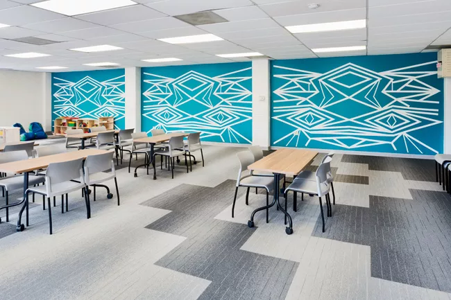 Last year, the firm made over the Metropolitan Family Services Center in a one-day “build blitz,” with bright colors and bold graphics.