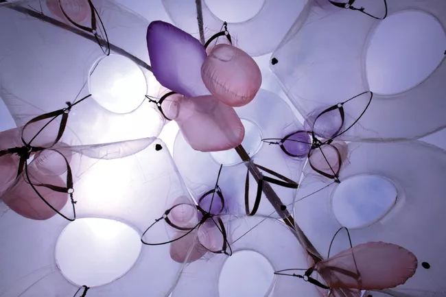 Bittertang partnered with a manufacturer that specialized in heavy-duty inflatables for flood remediation to make the pink balloon-like objects.
