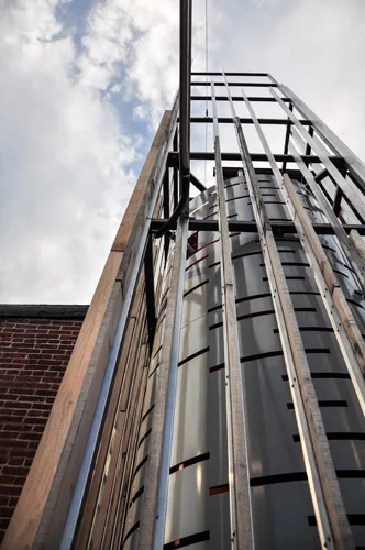 In 2013, Austin+Mergold won a competition to transform a 700-gallon storm water retention cistern at a brewery in Lancaster, Pennsylvania into a public artwork. 'The Lancaster Bundle,' as it is called