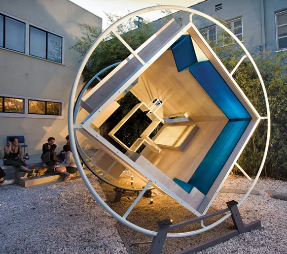 A few of the firm’s projects: rotatable architecture at L.A.’s Materials & Applications in 2008.