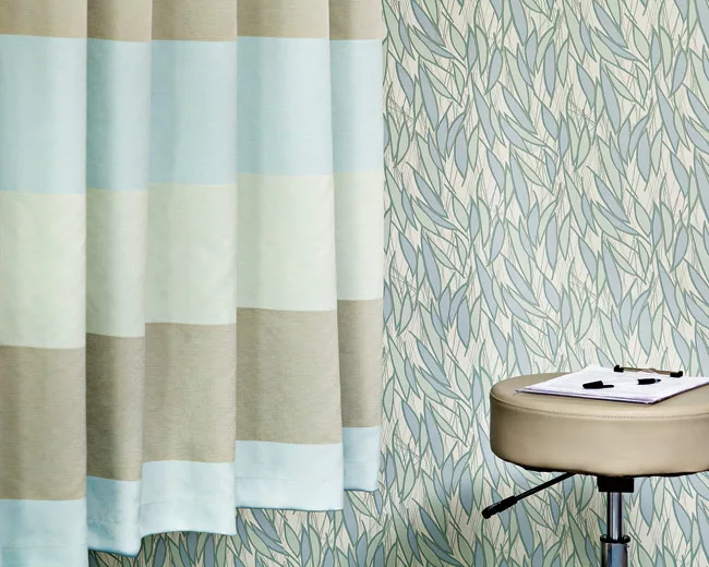 Wolf-Gordon's Wellness Collection of wallcoverings, upholstery, and privacy-curtain textiles is made of durable materials, including polyester, vinyl, and polypropylene, to meet the demand