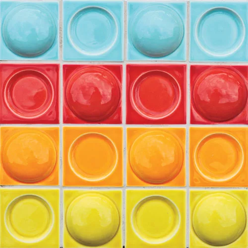 After retro tiles in a Bay Area Rapid Transit station caught his eye, Jason Coleman, founder of Clayhaus Ceramics, created his own nod to the swinging '60s–Futura ceramic tiles. Five designs