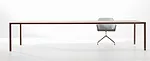 An antidote to staid conference room furniture, this ultra-slim table by Davis is engineered to support a top as long as 144”. Made with an aluminum sheet affixed to a lightweight substrate on f