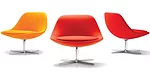 Inspired by the shapes of flower  petals, Bernhardt Design's Chiara is  a sculptural lounge chair with a  seat-and-back shell that gently curves  to support and cradle the sitter.  Available in a rang
