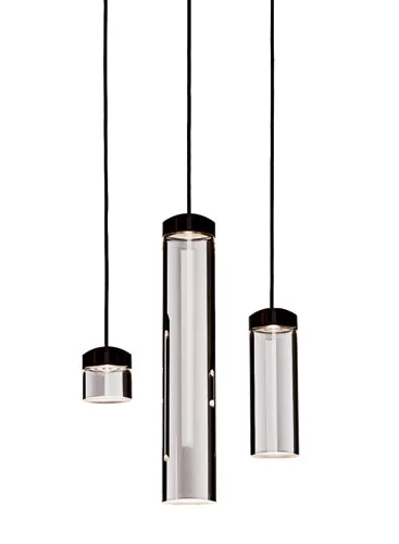 In his second collaboration with 3M Architectural Markets, designer Todd Bracher has created the elegant Vessel collection of pendants and sconces. The fixture, made of a solid cylinder of quartz, is 
