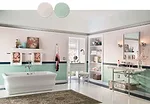 Current forecasts from paint manufacturers include the Sweet Jazz palette from Behr Paints' 2013 forecast, shown above in a bathroom setting with Bee's Knees and Jazzy Jade dollops.