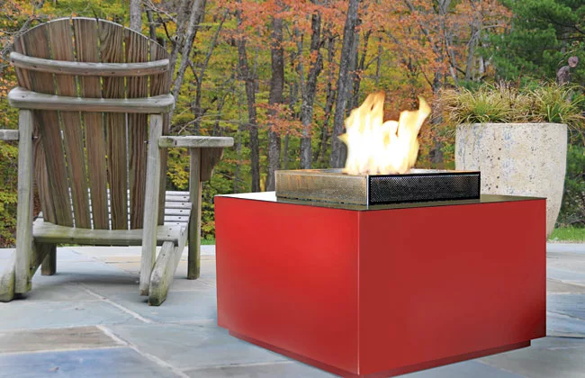 At once simple and sculptural, the pure geometric form of the Cube, from Spark Modern Fires, offers an ideal fire pit for minimalist outdoor settings–or serves as a secondary table surface when 