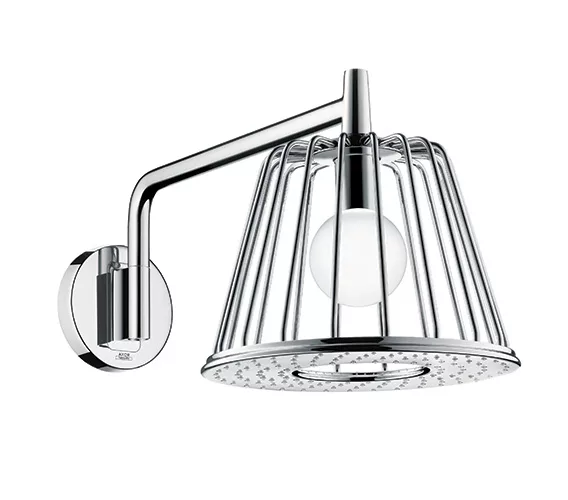 Originally developed as a prototype, this award-winning lamp/showerhead hybrid from Hansgrohe was designed by the Japanese studio Nendo. The UL-listed, 2.5 GPM rainshower is available in a ceiling-mou