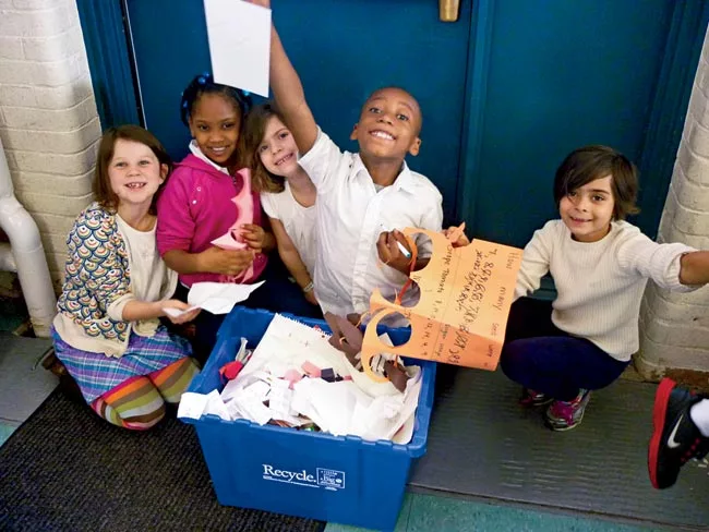 Phoebe Beierle, a USGBC Green Schools Fellow, works to boost sustainability initiatives in Boston's public school system. Her day-to-day tasks vary, such as describing an edible garden to students and