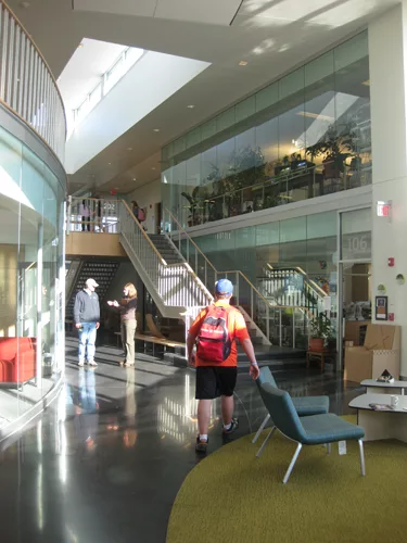 6-inch 'roundels' highlight various sustainable design features and can be found throughout the building.