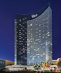 With 3000K metal-halide spotlights placed on a pool deck and podium, designers lit the facades of the Vdara Hotel to accentuate recessed spandrel panels. A variety of warmer sources were used to illum