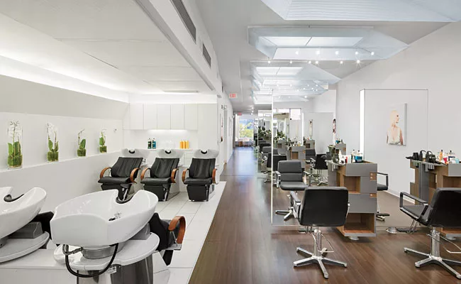 The salon's style floor is designed to maximize daylight and create full color rendition for proper evaluation of hair color and styling.