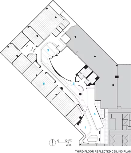 1. Reception Area<br />2. Envisioning Center Entrance<br />3. Lounge<br />4. Server Display Center<br />5. Training Room