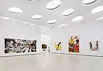A translucent textile diffuser stretched across the base of the skylights creates a fluid ceiling plane. Optional projection spotlights highlight individual pieces of art.