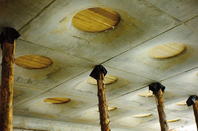 Ceiling detail before skylight installation.