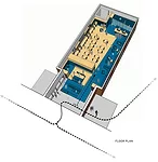 1) Entrance<br />2) Open Seating<br />3) Communal Table<br />4) Quiet Studying Zone<br />5) Lounging Zone<br />6) Recording Studio