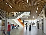 The building includes several areas intended to promote informal meetings and chance encounters among its occupants. These include a stair whose steel structure is clad in point-supported glass. Thous