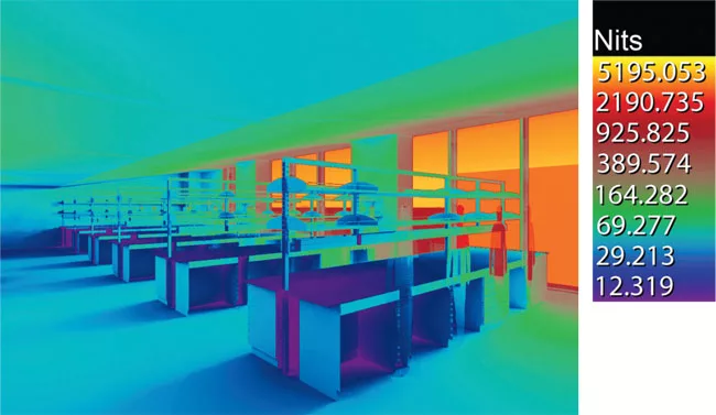 Designers arrived at the installed lighting scheme after simulating the effect of daylight coming through the laboratory windows at various times of the day and year. The simulations included studies