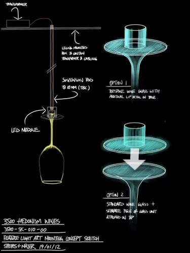 Wine glass feature, early concept sketch