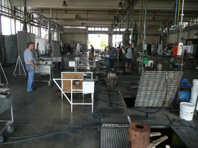 The glassblowing facility in Italy where the fixtures are made.