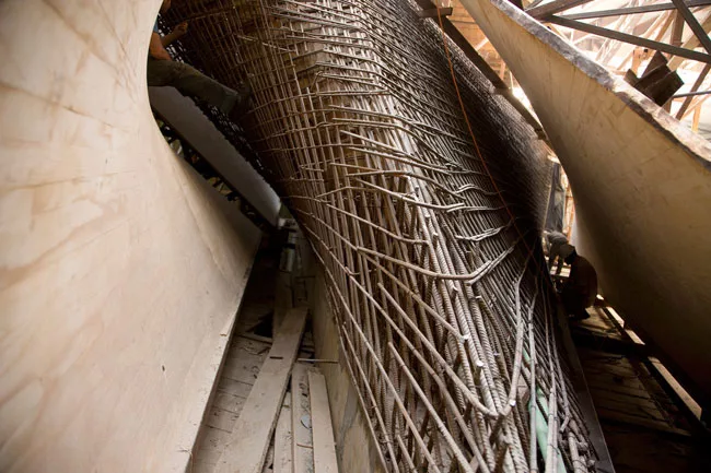 Embedded inside the Lightfall's surfaces is a dense network of rebar.