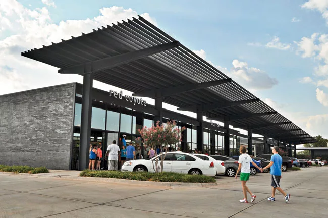 Special events draw crowds to the shopping center, like beginning runners who assemble for a lesson at Red Coyote Running and Fitness.