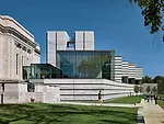 Rafael Vi'oly gave a nod to Breuer with his 2009 east-wing addition, clad in bands of granite and white marble.