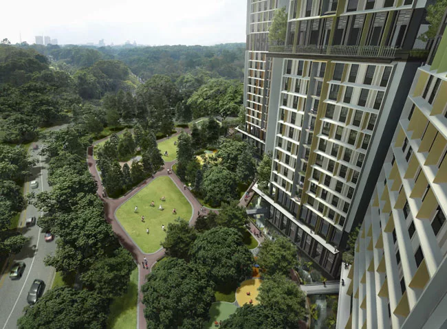 View of the new landscaped park.