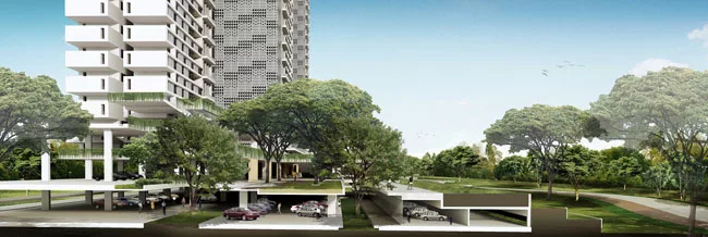 Section through car park.