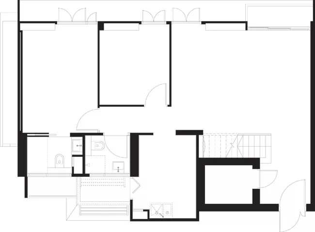 Lower level of a duplex.