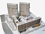 The 1,000 units range in size from 485-square-foot one-bedroom apartments to 750-square-foot two-bedroom ones. Yinzhou Talent Apartments was recently honored by the China Architecture Media Awards wit