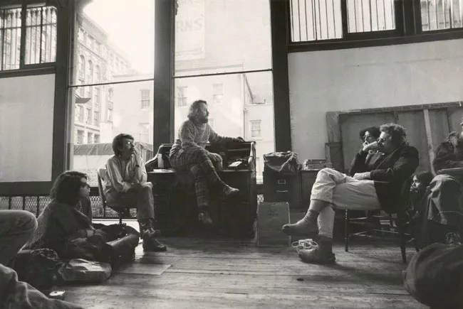 Donald Judd in 1974 with artists Julian Schnabel and Ron Clark