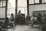 Donald Judd in 1974 with artists Julian Schnabel and Ron Clark