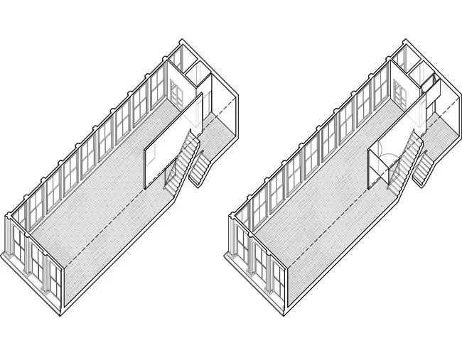 Diagrams of smoke baffles on fourth floor