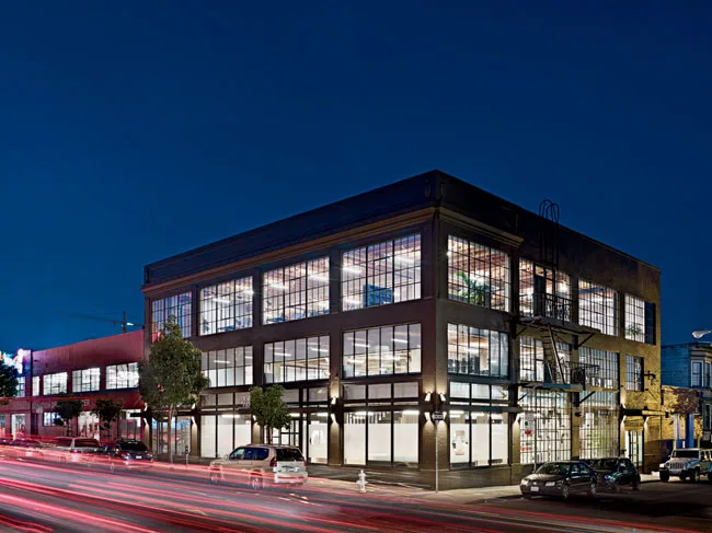 Theodore Brown & Partners, a San Francisco-based firm, renovated the exterior of the former warehouse on San Francisco's Ninth Street. The shell of the building retains much of its original character.