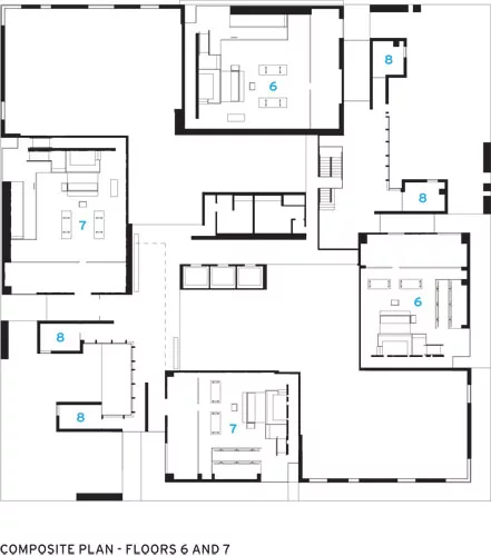 6 Courtroom (sixth floor)<br />7 Courtroom (seventh floor)<br />8 Attorney/witness conference