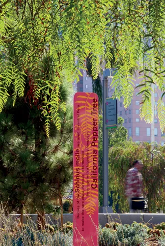 Garden markers describe the characteristics and native regions of the plants throughout the park.