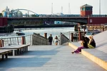 The quarter-mile-long project not only provides docks, piers, and a boardwalk, but also serves as a flood barrier protecting the nearby buildings. 