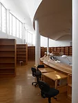 Most of the daylight in the Aalto library comes from clerestory windows in the reading room.