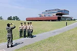 Soldiers visiting Daum's new building.