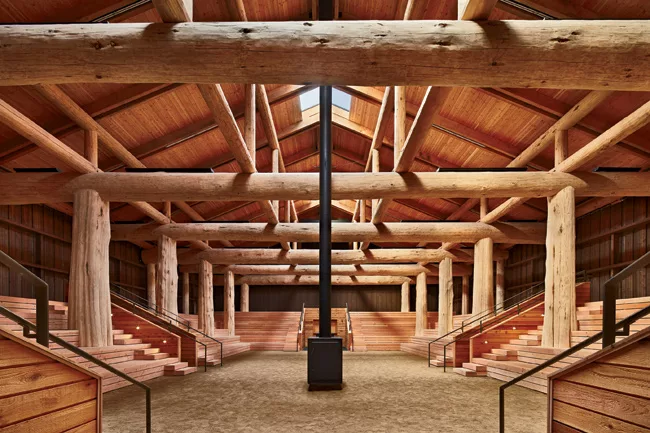 The Ceremony Hall hosts dancing, storytelling, and other rituals. Its “dirt” floor is a specially mixed soil compound that is compactable and dust-free.