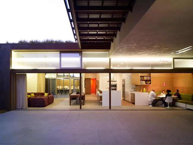 The living room features a 50-foot-long sliding glass door. 