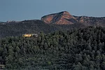 From a distance, the house appears to float among the treetops.