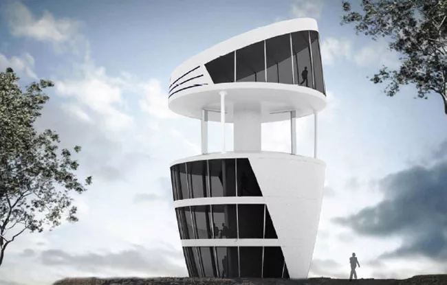 Architect Michael Pelken and aeronautical engineer Thong Dang, both faculty members at Syracuse University, have patented a design principle for optimized integration of VAWTs at a building's core.
