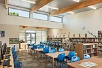 The components making up the system developed by Project Frog and HMC Architects rely on factory-assembled load-bearing wall panels, laminated wood beams, and an acoustical metal ceiling that acts as 