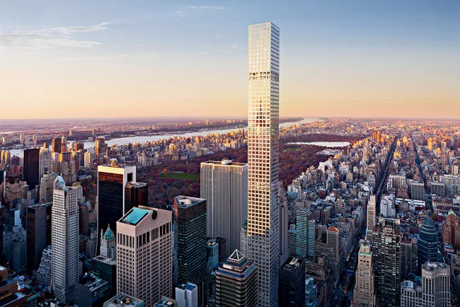 Although Viñoly’s tower has no setbacks, the building conforms to its allowed zoning envelope by rising from the center of its through-block site. Unenclosed floors spaced at intervals al