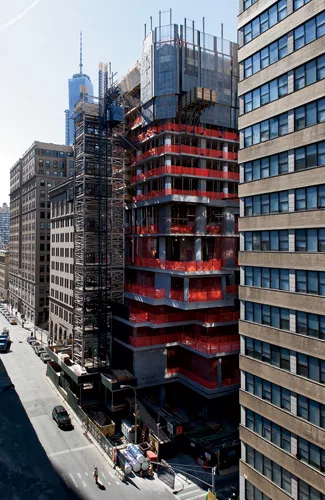 About a dozen floors at the base of the Herzog & de Meuron tower have already been poured and give some indication of the cantilevers that will project from the rest of the tower.